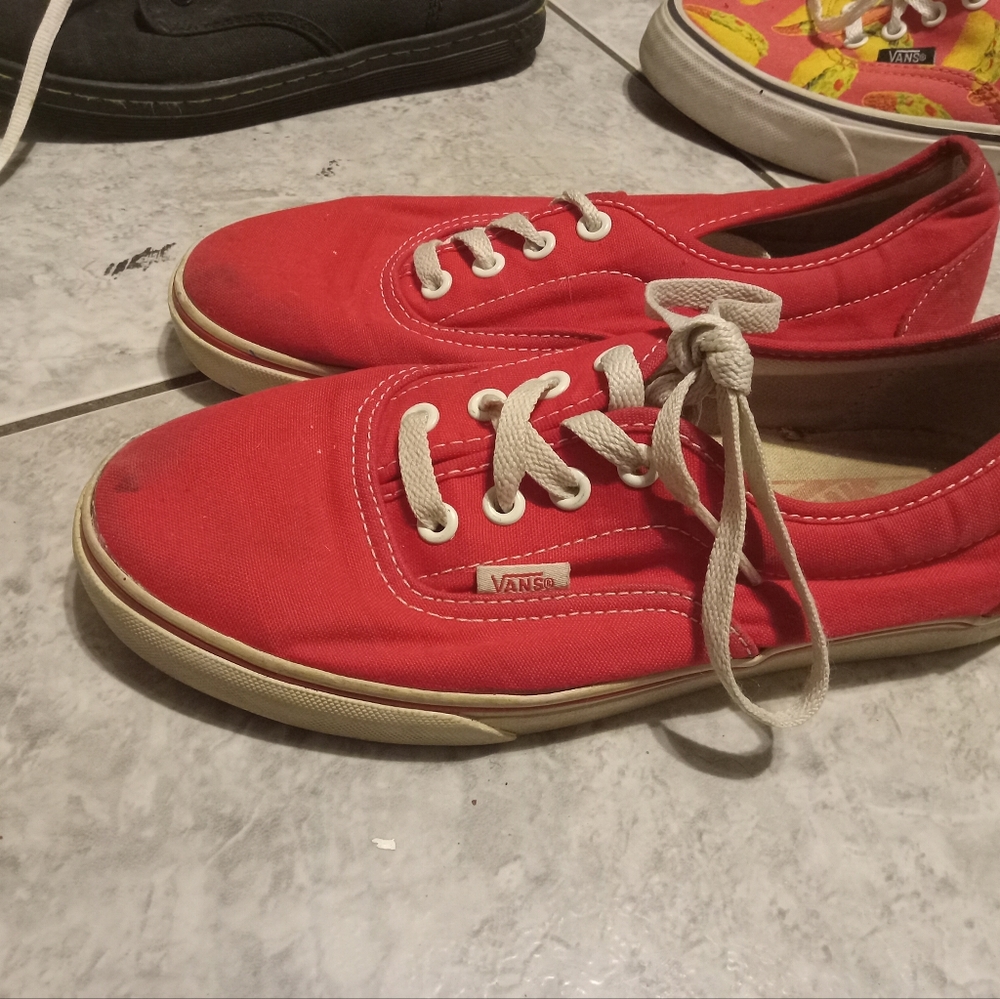 Red vans low pro